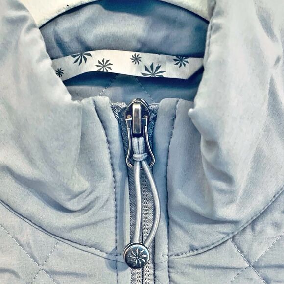 Athleta Upside Jacket Quilted Full Zip Up Size XXS Gray Insulated Stretch Pocket - Picture 5 of 11
